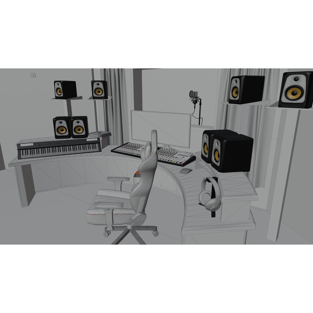 Recording Booth 3D Model – Detailed Interior Studio Asset, PBR, FBX - View 17