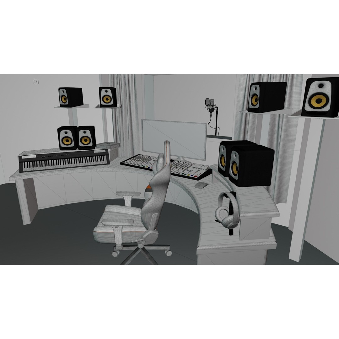 Recording Booth 3D Model – Detailed Interior Studio Asset, PBR, FBX - View 18