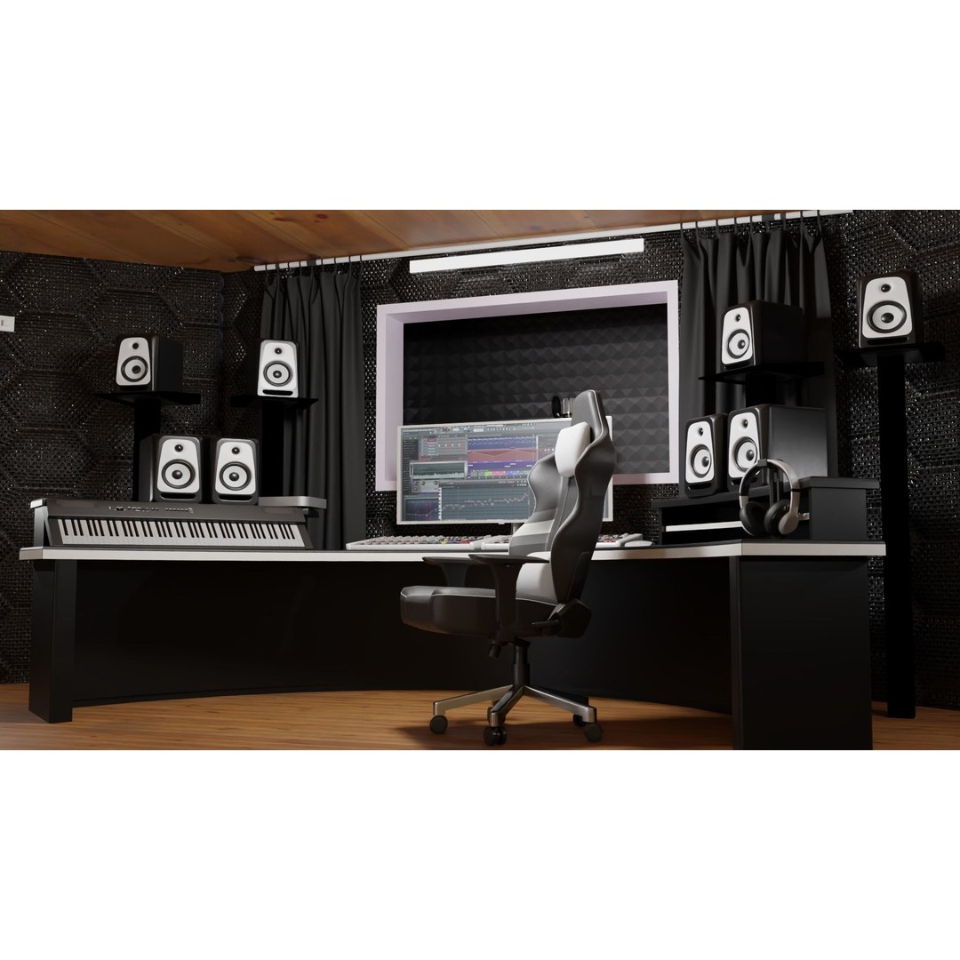 Recording Booth 3D Model – Detailed Interior Studio Asset, PBR, FBX - View 21