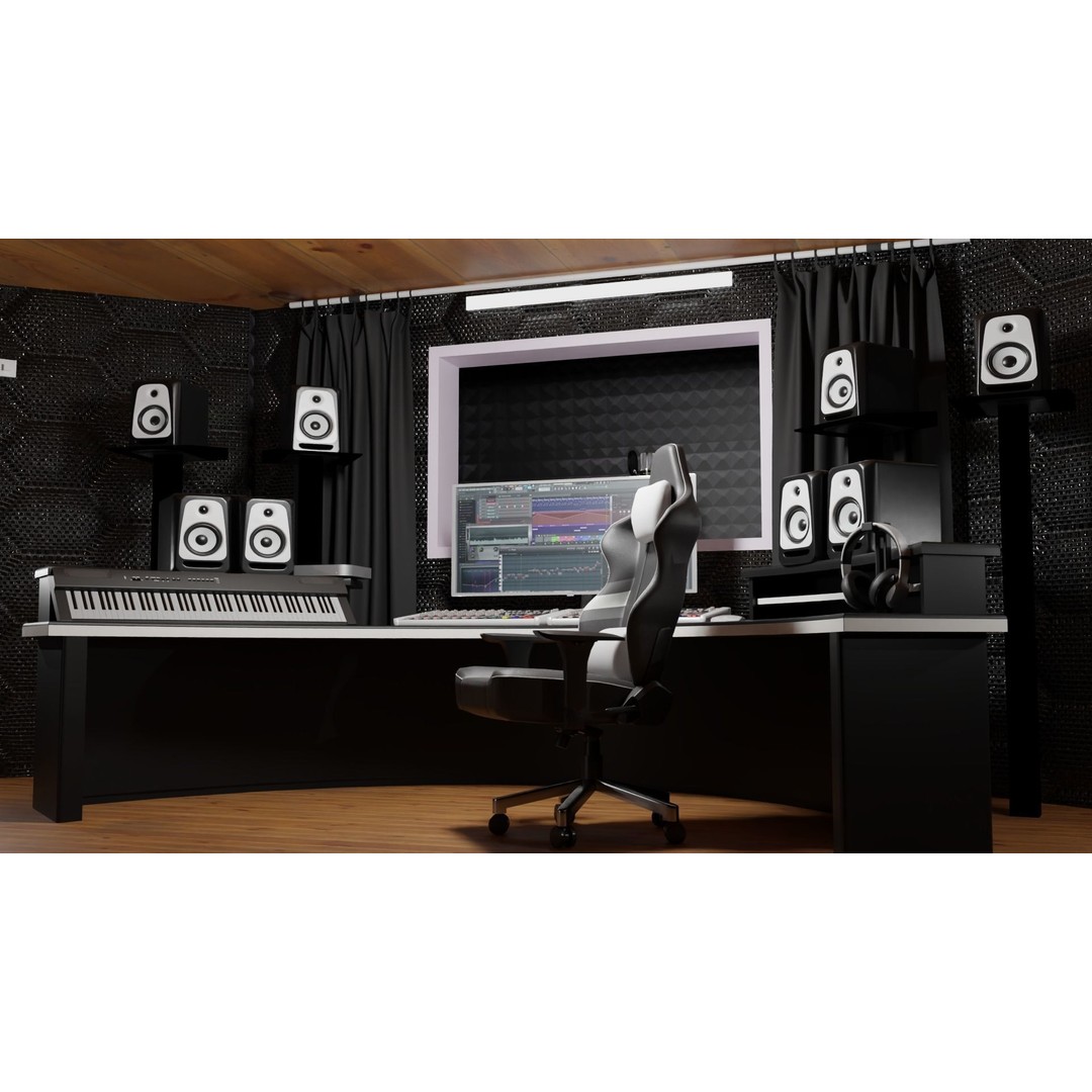 Recording Booth 3D Model – Detailed Interior Studio Asset, PBR, FBX - View 9