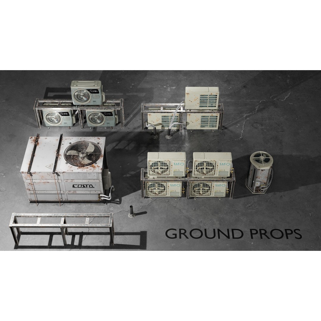 Air Conditioner 3D Model – Low Poly PBR Asset for Games, FBX - View 3