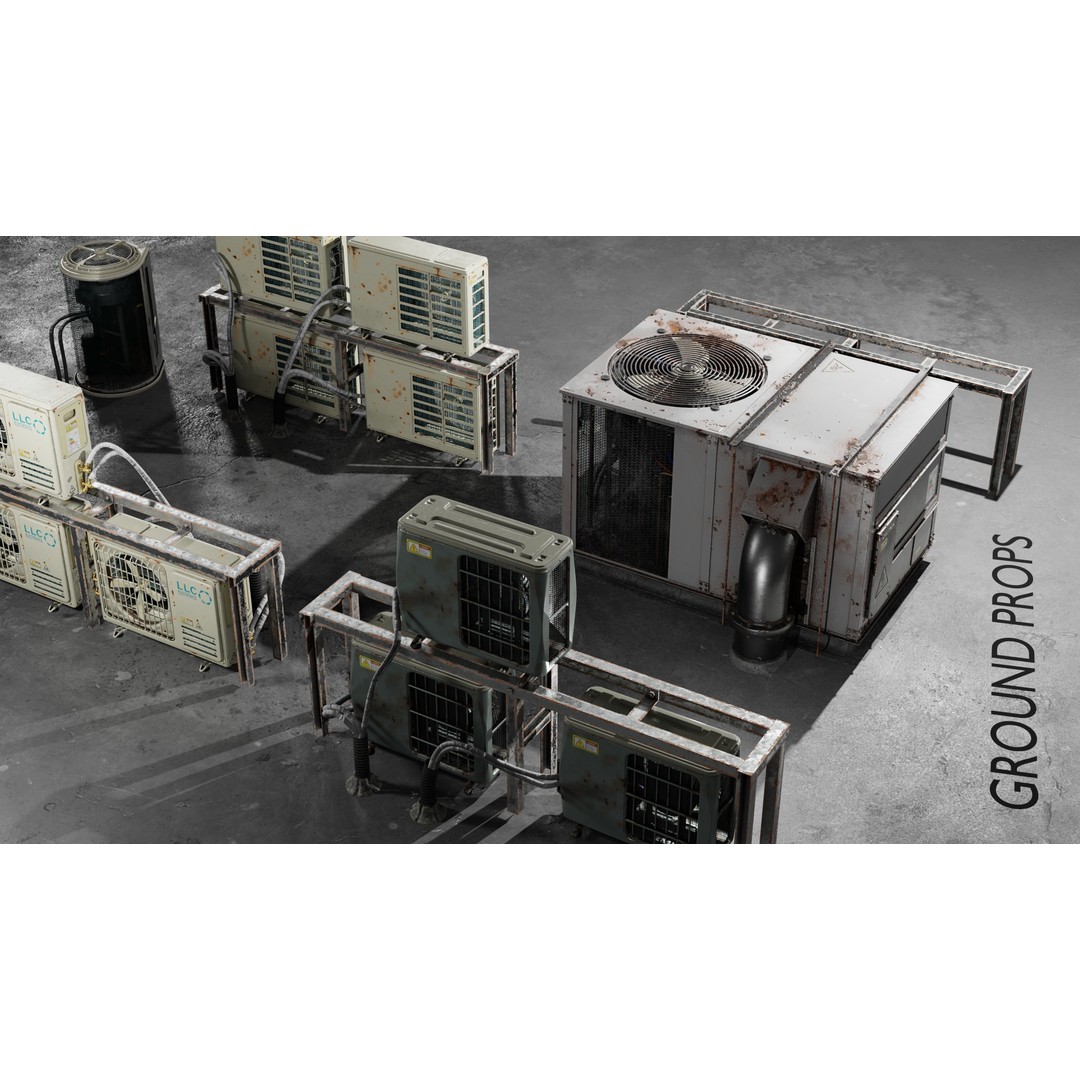 Air Conditioner 3D Model – Low Poly PBR Asset for Games, FBX - View 4