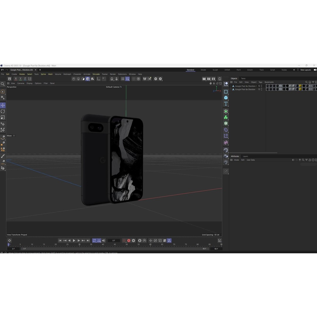 Google Pixel 8a Obsidian 3D Model – Low Poly Game Asset, FBX, OBJ, Blender - View 28