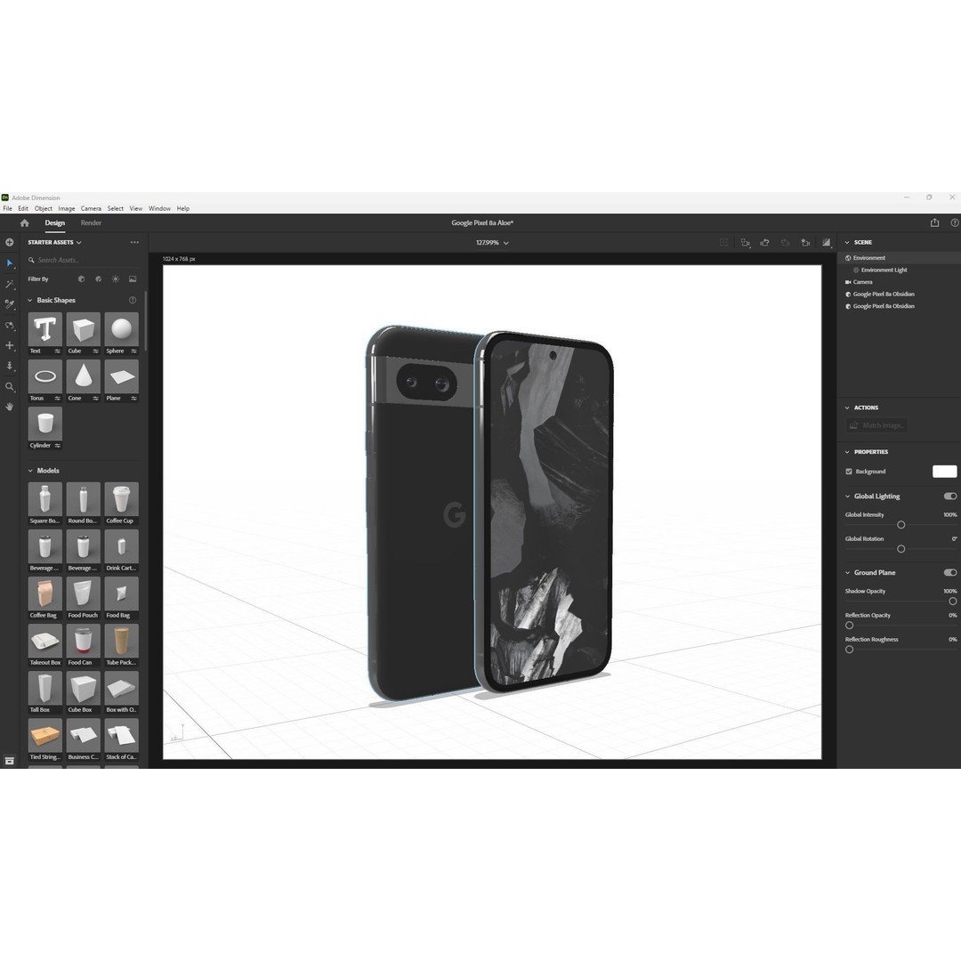 Google Pixel 8a Obsidian 3D Model – Low Poly Game Asset, FBX, OBJ, Blender - View 33