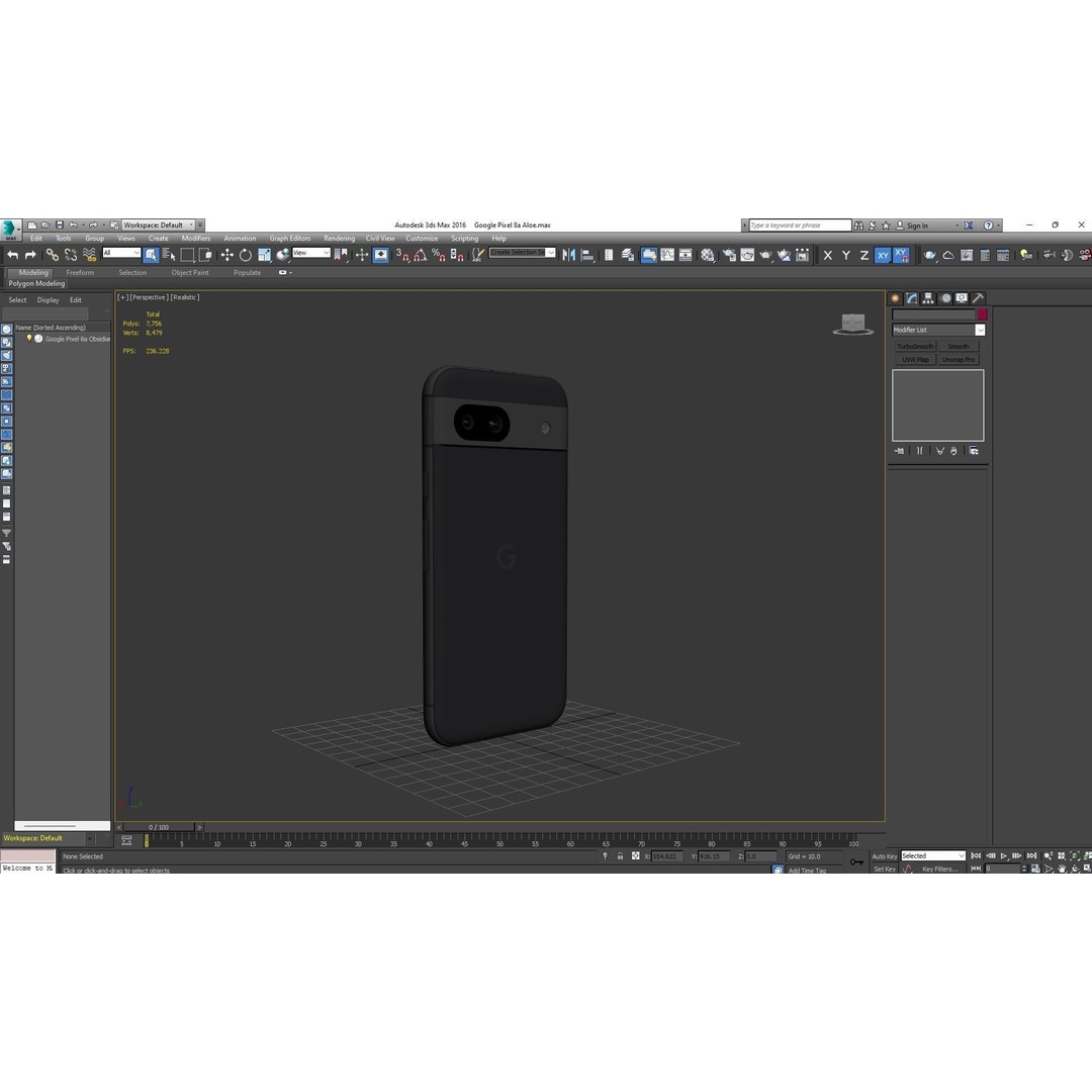 Google Pixel 8a Obsidian 3D Model – Low Poly Game Asset, FBX, OBJ, Blender - View 35