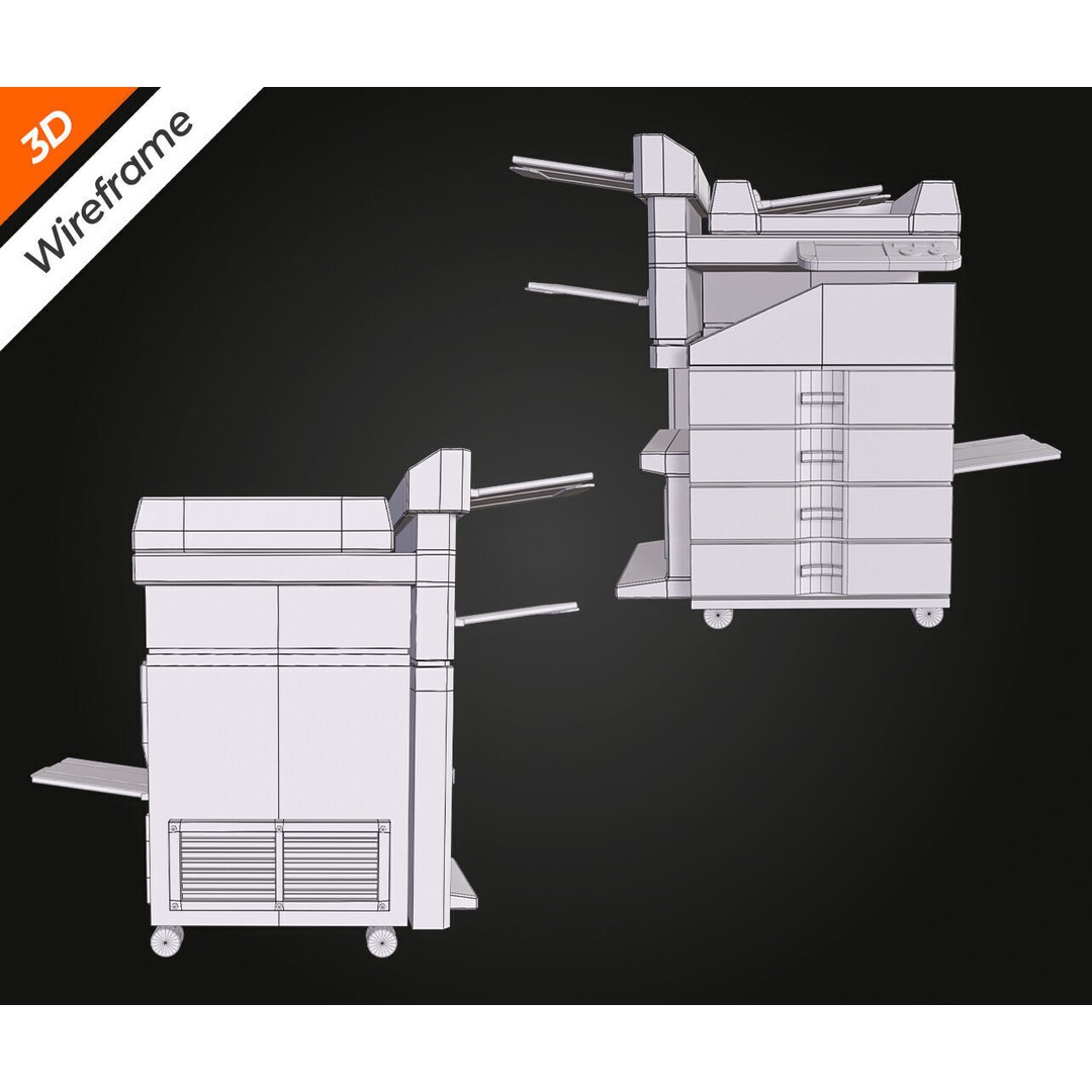 Photocopier 3D Model – Low Poly PBR Asset for Games, FBX, OBJ - View 14