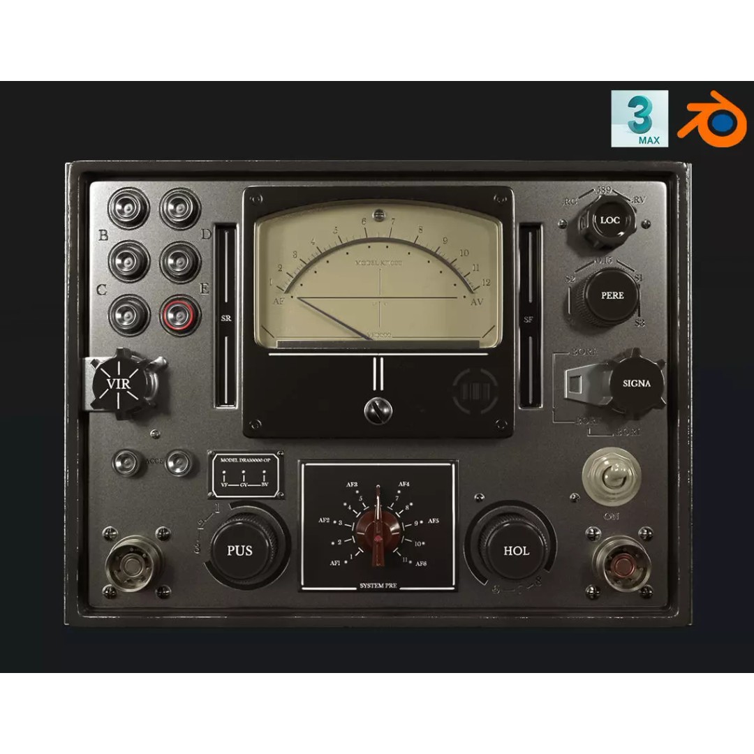 Control Panel 3D Model – Vintage Electronics Asset, PBR Textures, FBX - View 2