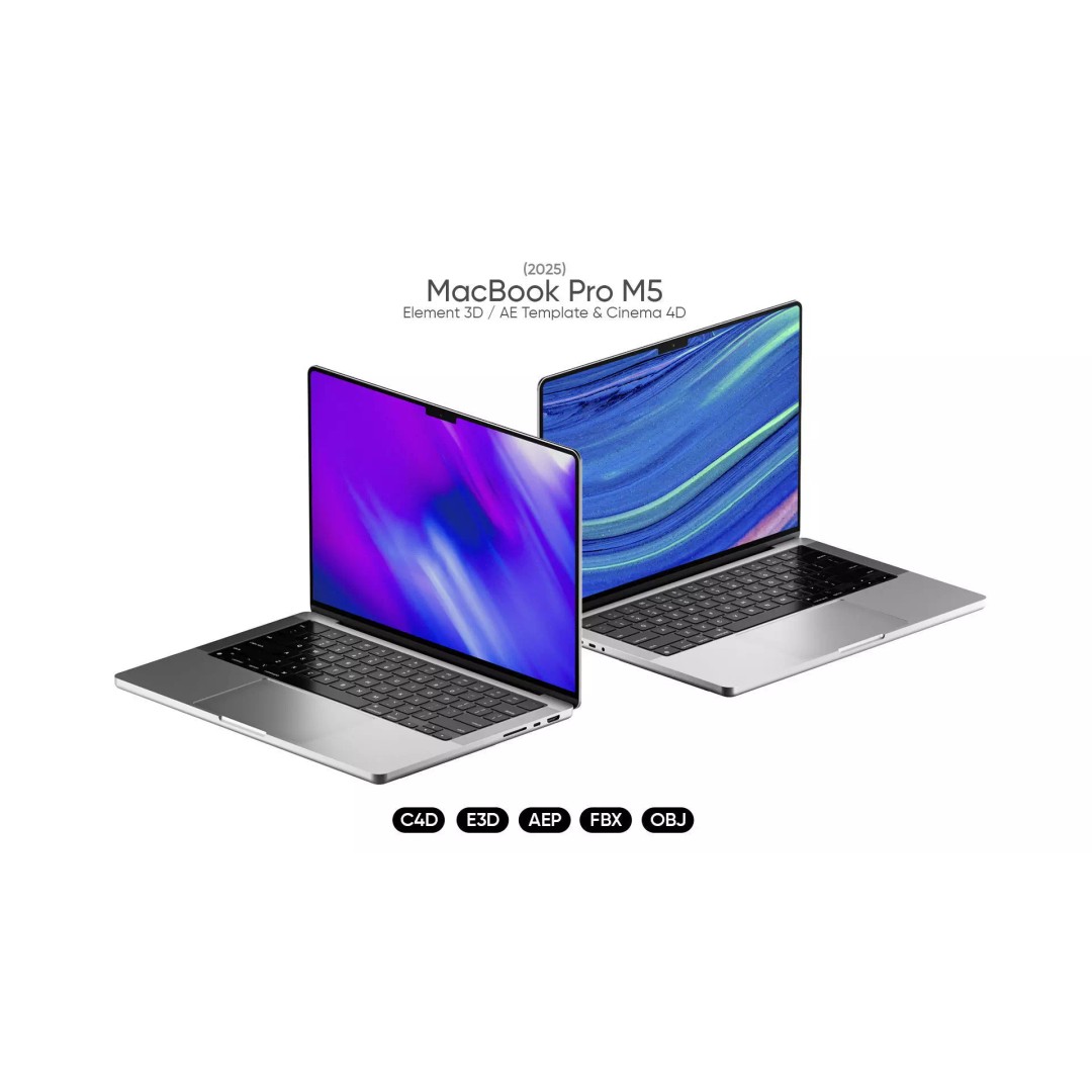 MacBook Pro M5 3D Model – High Poly Laptop, After Effects & Cinema 4D - View 2