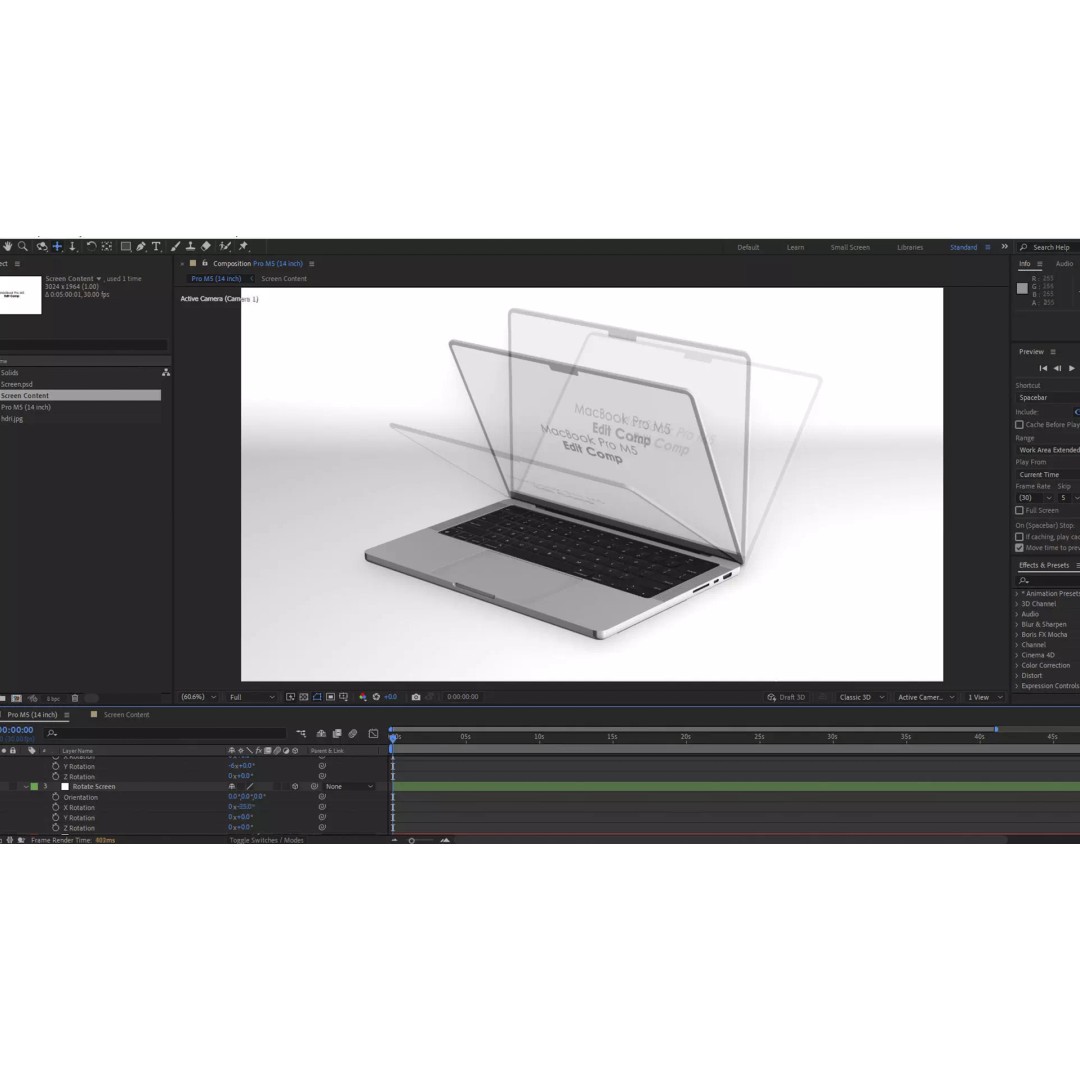 MacBook Pro M5 3D Model – High Poly Laptop, After Effects & Cinema 4D - View 8