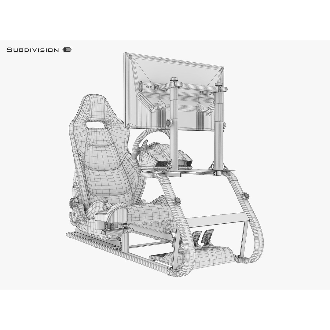 Racing Game Simulator Display 3D Model – High Poly PBR Asset, FBX, OBJ - View 22
