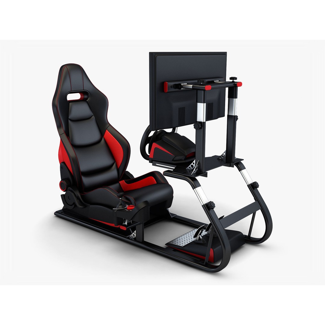 Racing Game Simulator Display 3D Model – High Poly PBR Asset, FBX, OBJ - View 3