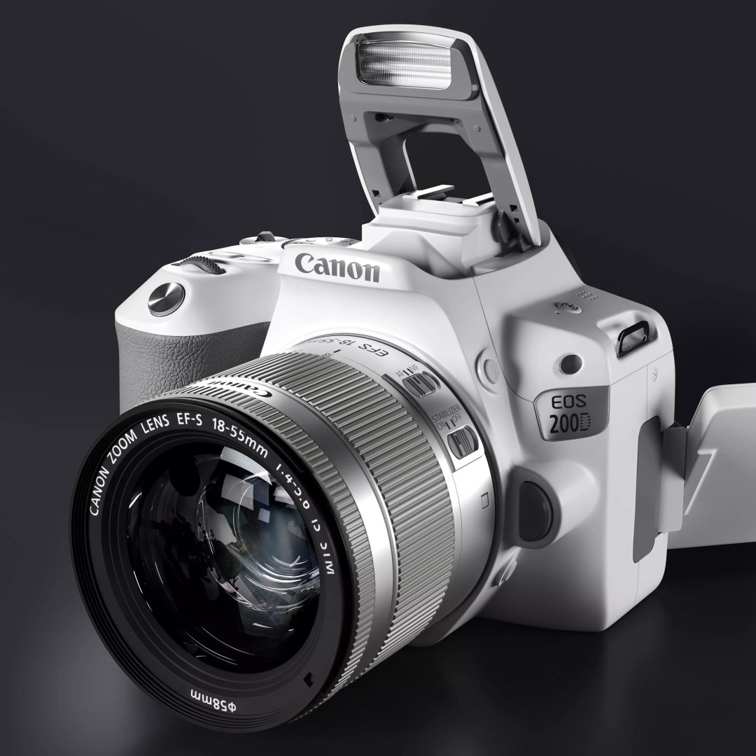 Canon 200D 3D Model – Realistic High Poly Camera Asset, FBX, OBJ - View 2