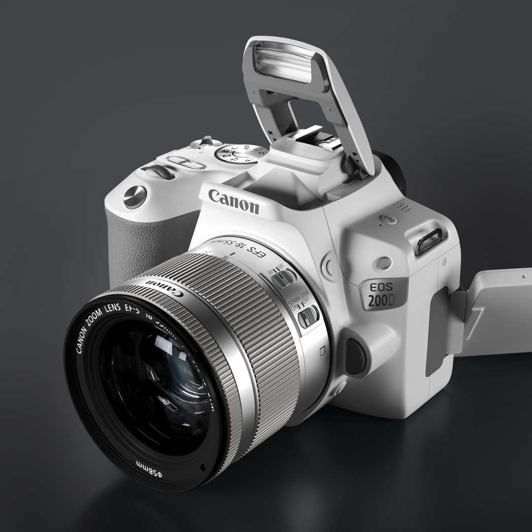 Canon 200D 3D Model – Realistic High Poly Camera Asset, FBX, OBJ - View 8