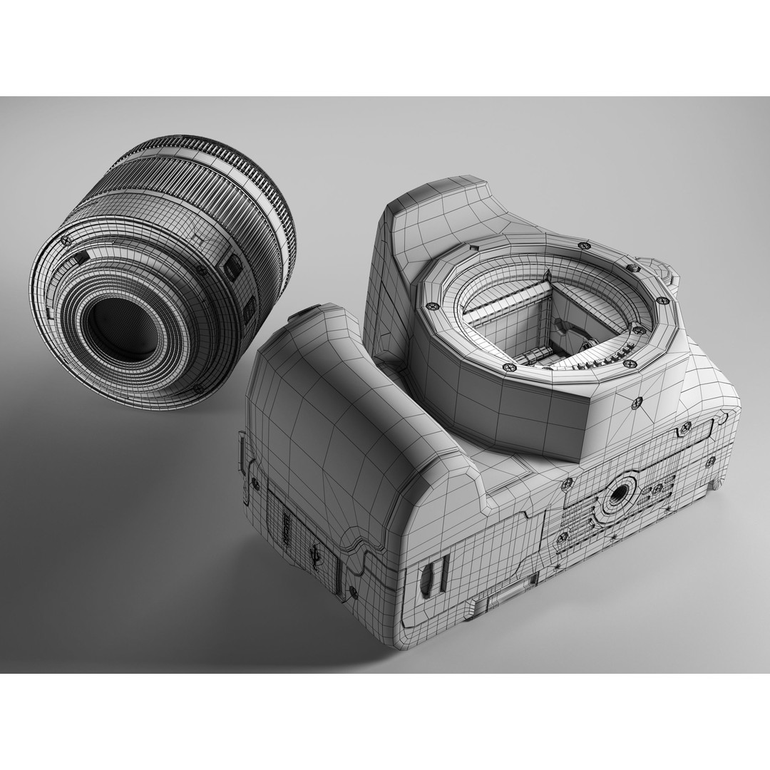 Canon 200D 3D Model – Realistic High Poly Camera Asset, FBX, OBJ - View 9