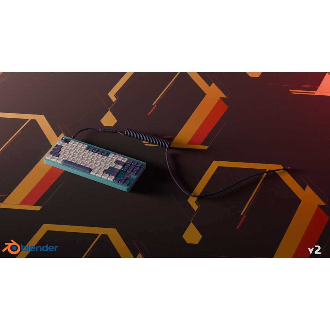 Mechanical Keyboard 3D Model – Arcade Style, PBR Textures, FBX - View 10