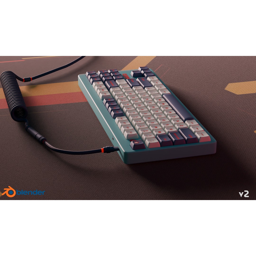 Mechanical Keyboard 3D Model – Arcade Style, PBR Textures, FBX - View 11