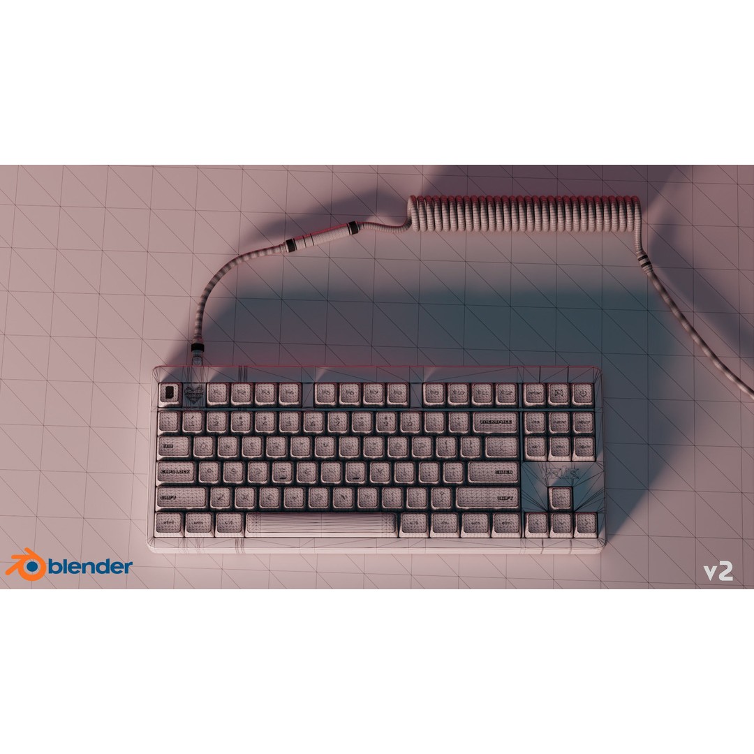 Mechanical Keyboard 3D Model – Arcade Style, PBR Textures, FBX - View 15