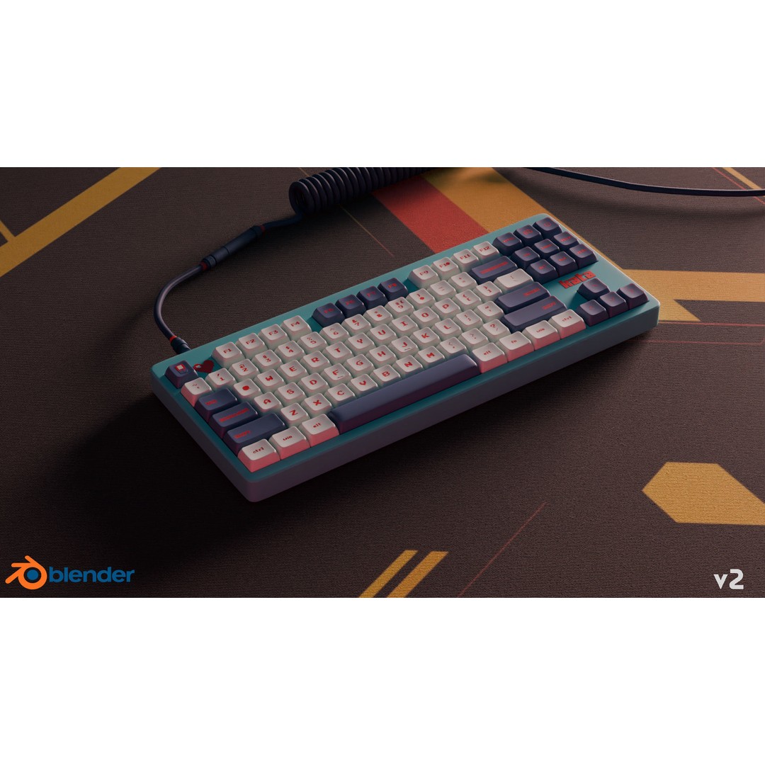 Mechanical Keyboard 3D Model – Arcade Style, PBR Textures, FBX - View 4