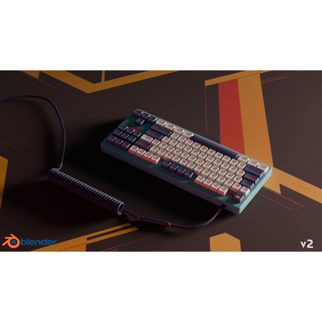 Mechanical Keyboard 3D Model – Arcade Style, PBR Textures, FBX - View 5