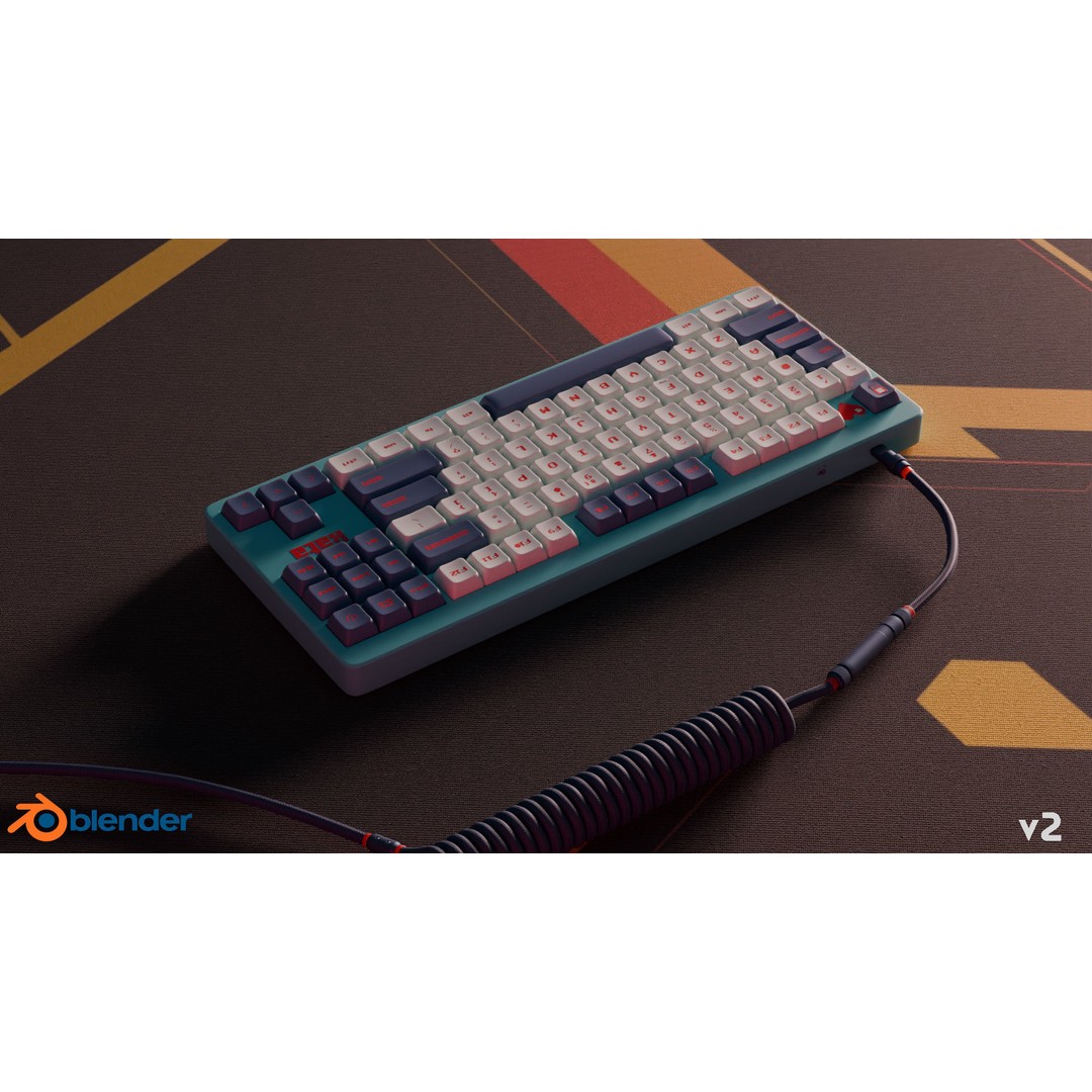 Mechanical Keyboard 3D Model – Arcade Style, PBR Textures, FBX - View 6