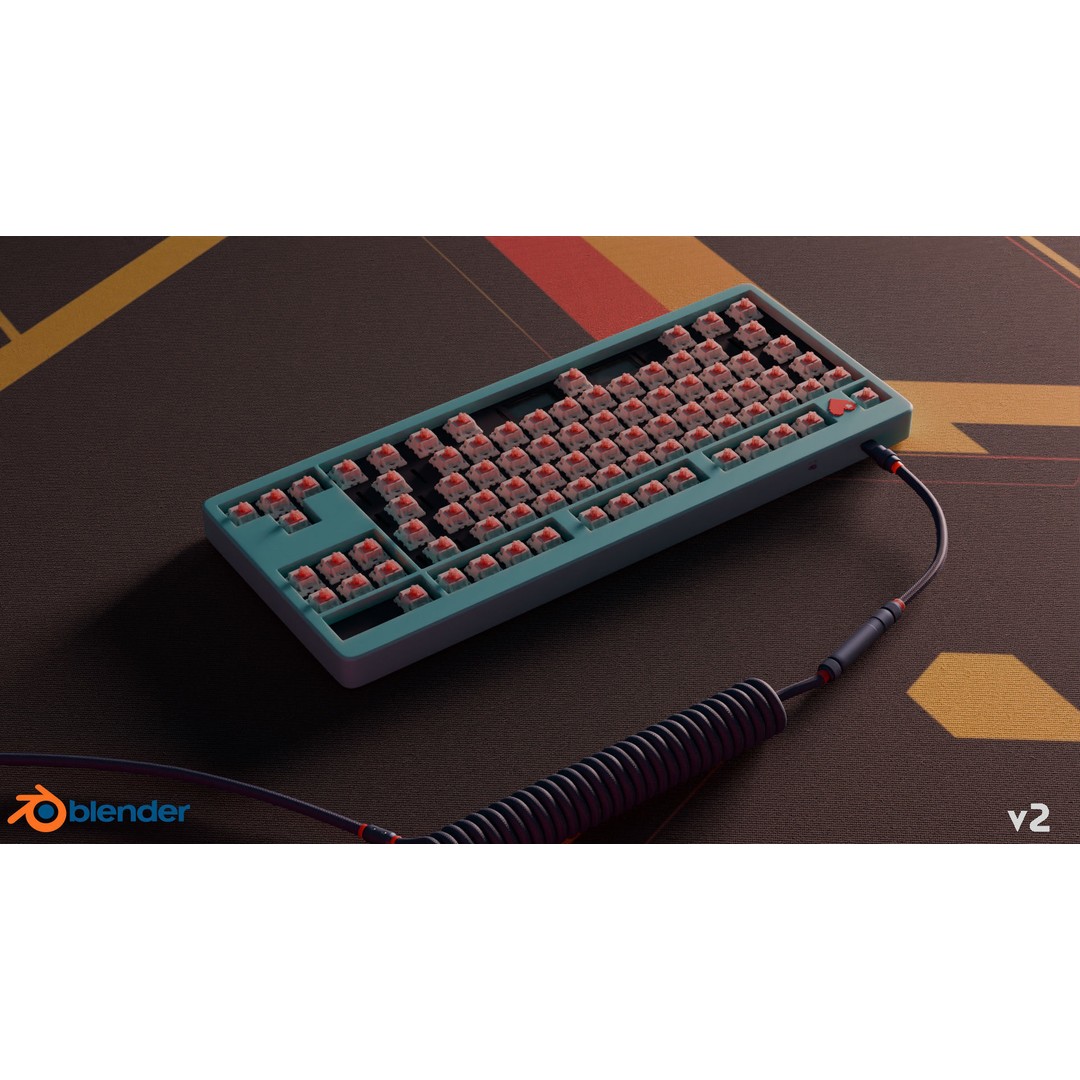 Mechanical Keyboard 3D Model – Arcade Style, PBR Textures, FBX - View 7