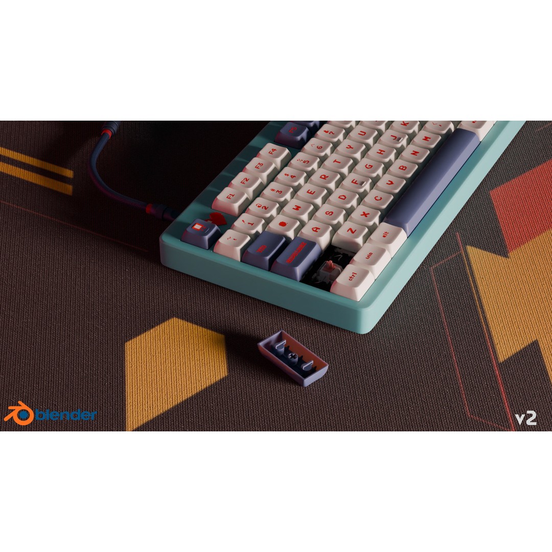 Mechanical Keyboard 3D Model – Arcade Style, PBR Textures, FBX - View 8
