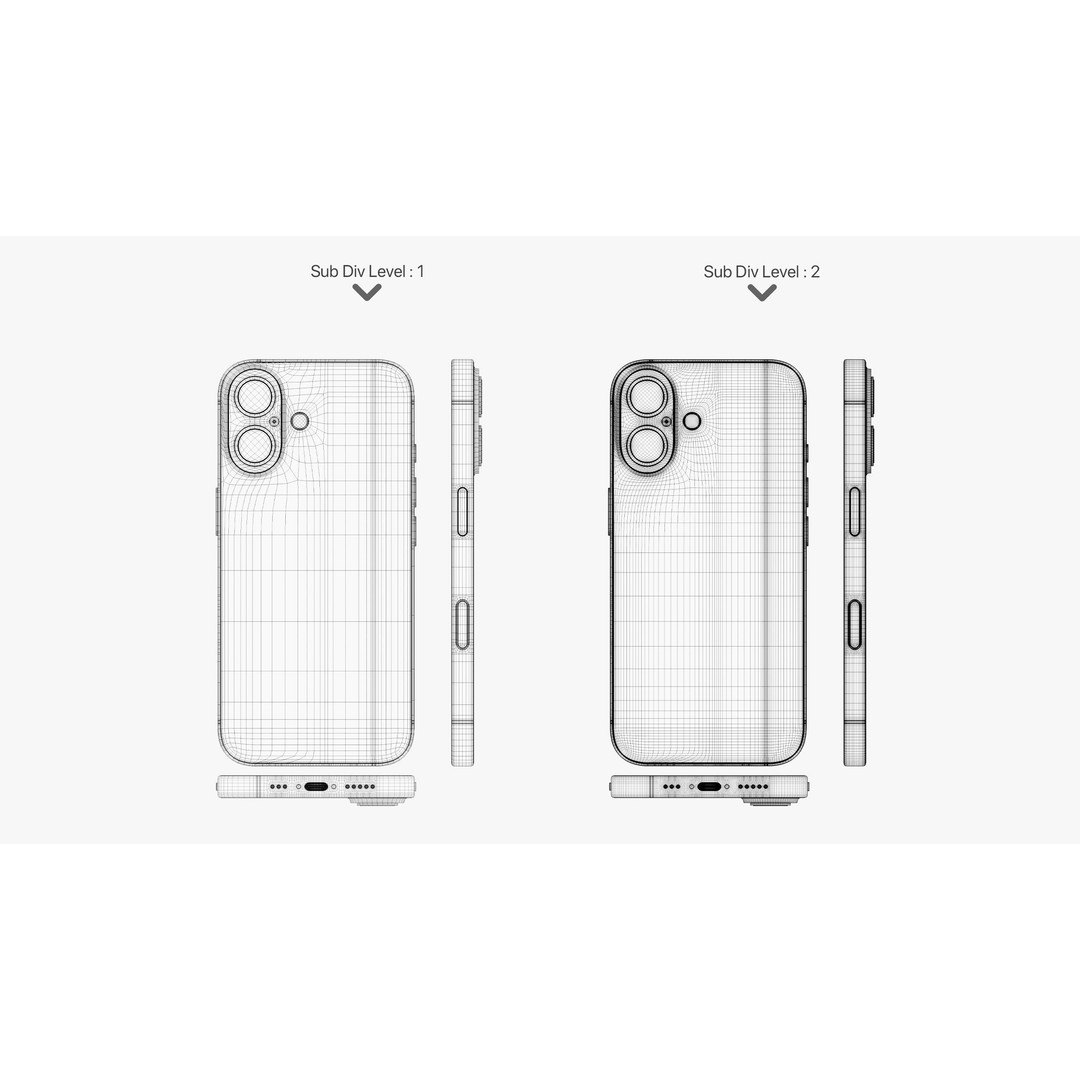 Apple iPhone 16 Black 3D Model – High Poly PBR Asset, FBX, OBJ