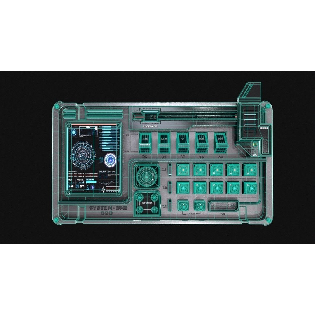 Control Panel 3D Model – Sci-Fi Design with PBR Textures, FBX, OBJ