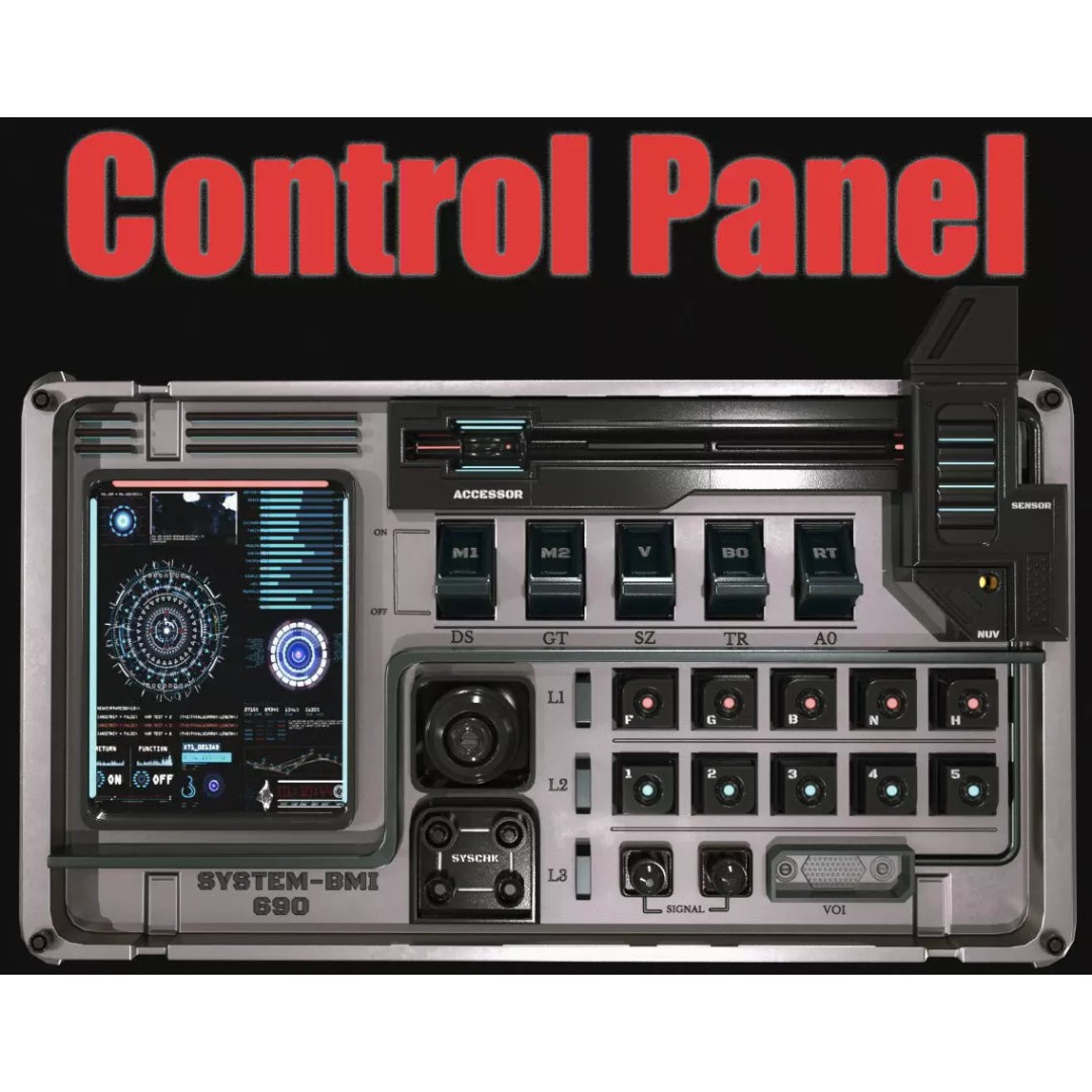 Control Panel 3D Model – Sci-Fi Design with PBR Textures, FBX, OBJ - View 2