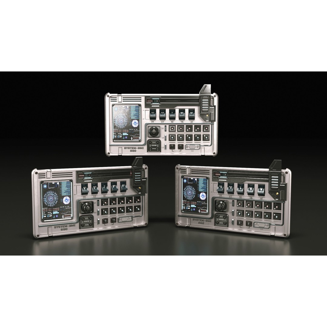 Control Panel 3D Model – Sci-Fi Design with PBR Textures, FBX, OBJ - View 3