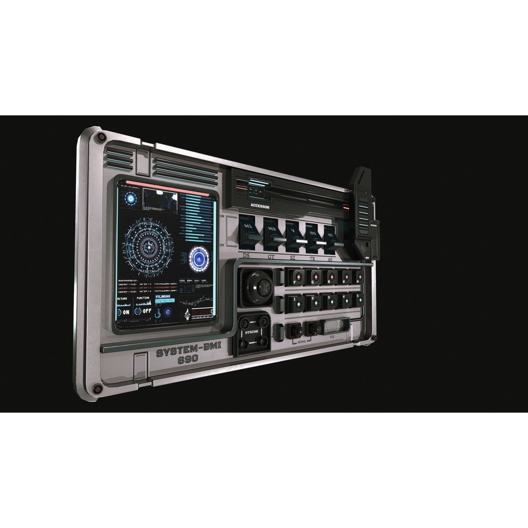 Control Panel 3D Model – Sci-Fi Design with PBR Textures, FBX, OBJ - View 4