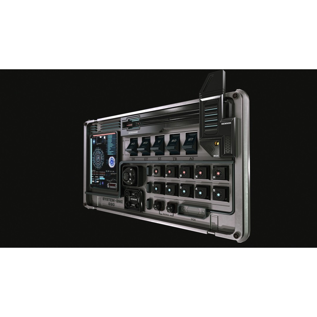 Control Panel 3D Model – Sci-Fi Design with PBR Textures, FBX, OBJ - View 6