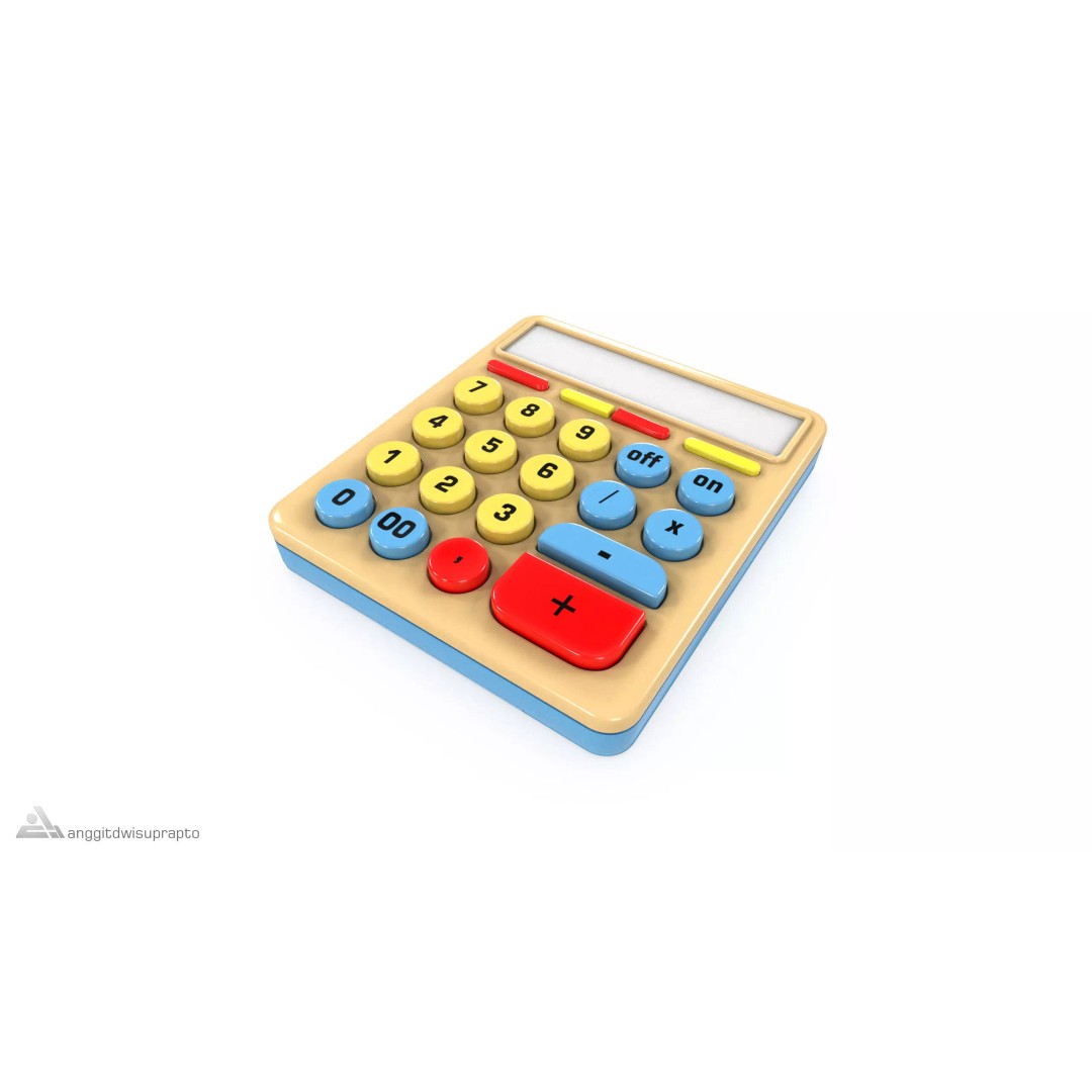 Calculator 3D Model – Retro-Inspired Kids' Electronics, FBX - View 2