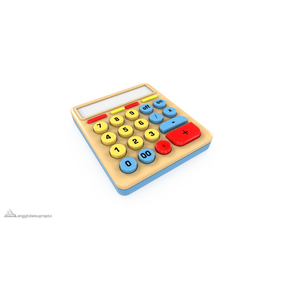 Calculator 3D Model – Retro-Inspired Kids' Electronics, FBX - View 3