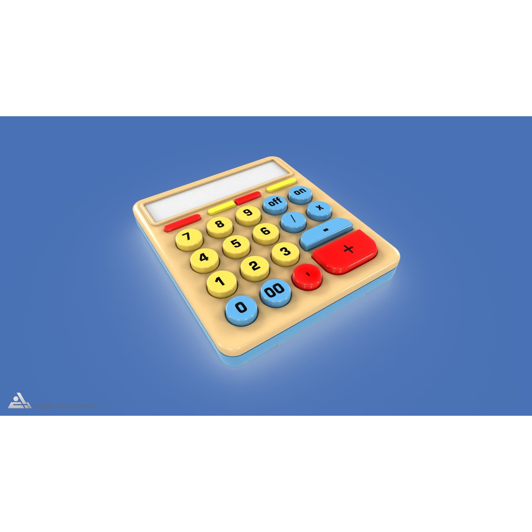 Calculator 3D Model – Retro-Inspired Kids' Electronics, FBX - View 4