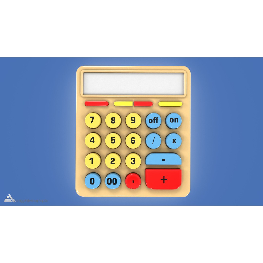 Calculator 3D Model – Retro-Inspired Kids' Electronics, FBX - View 5