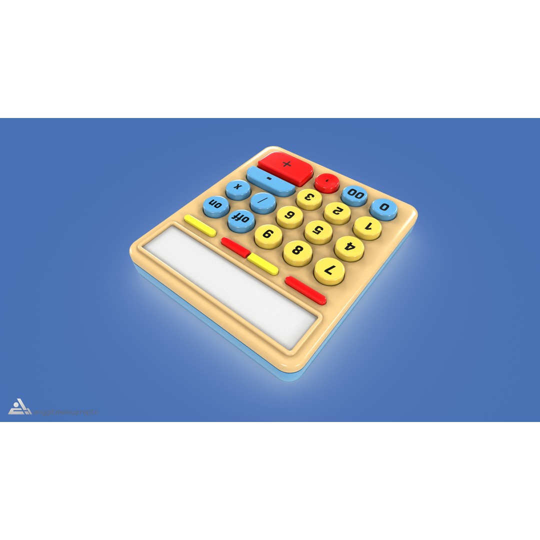 Calculator 3D Model – Retro-Inspired Kids' Electronics, FBX - View 6