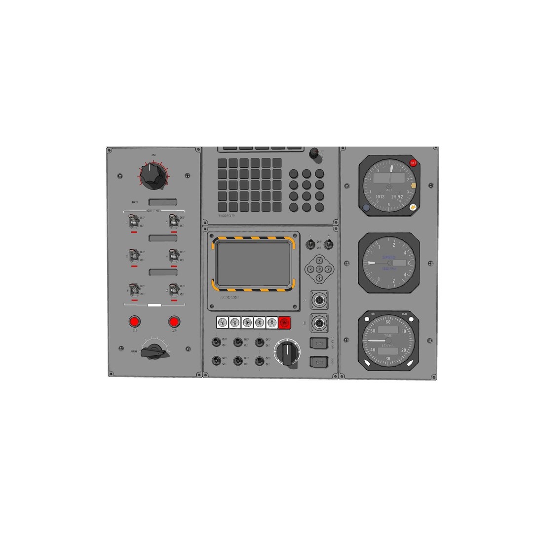 Dashboard Control Panel 3D Model – Detailed Interface with Knobs and Buttons