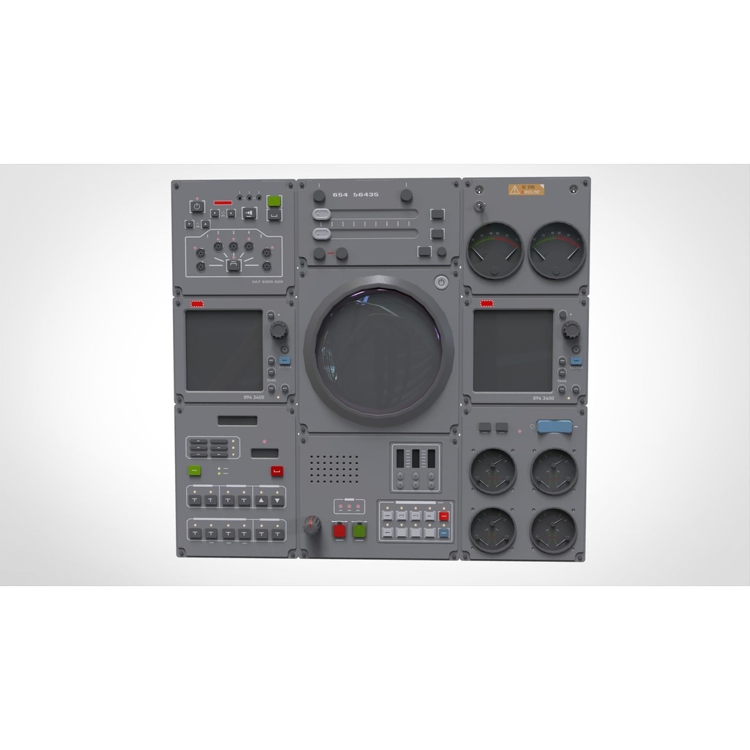 Dashboard Control Panel 3D Model – Detailed Interface with Knobs and Buttons - View 10