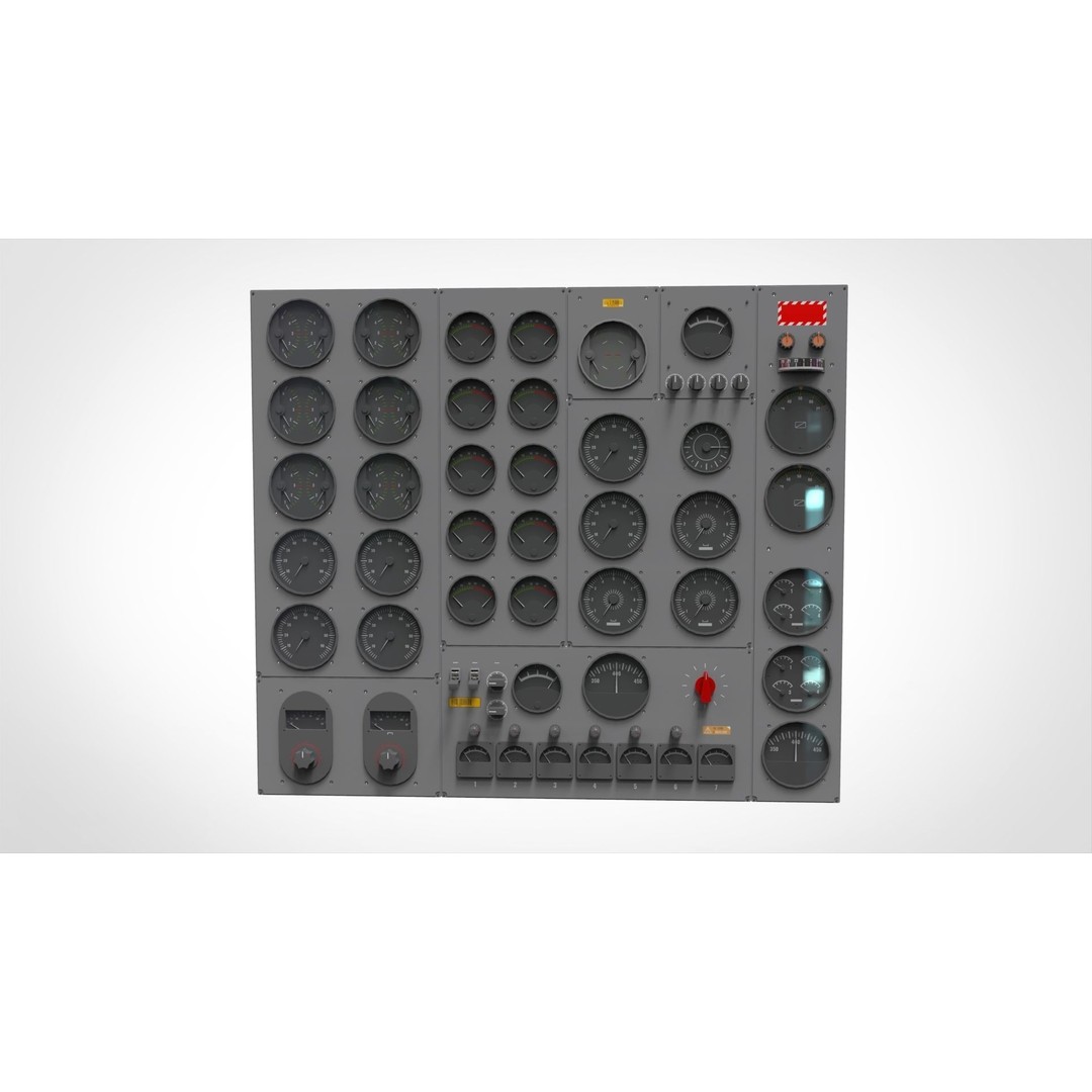 Dashboard Control Panel 3D Model – Detailed Interface with Knobs and Buttons - View 12