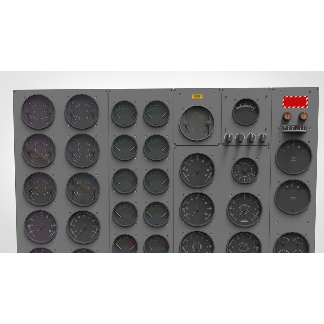 Dashboard Control Panel 3D Model – Detailed Interface with Knobs and Buttons - View 13