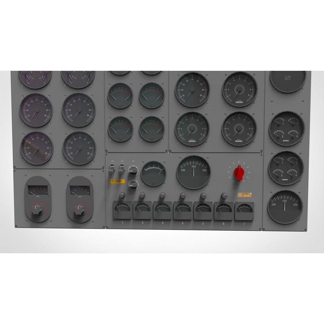 Dashboard Control Panel 3D Model – Detailed Interface with Knobs and Buttons - View 14