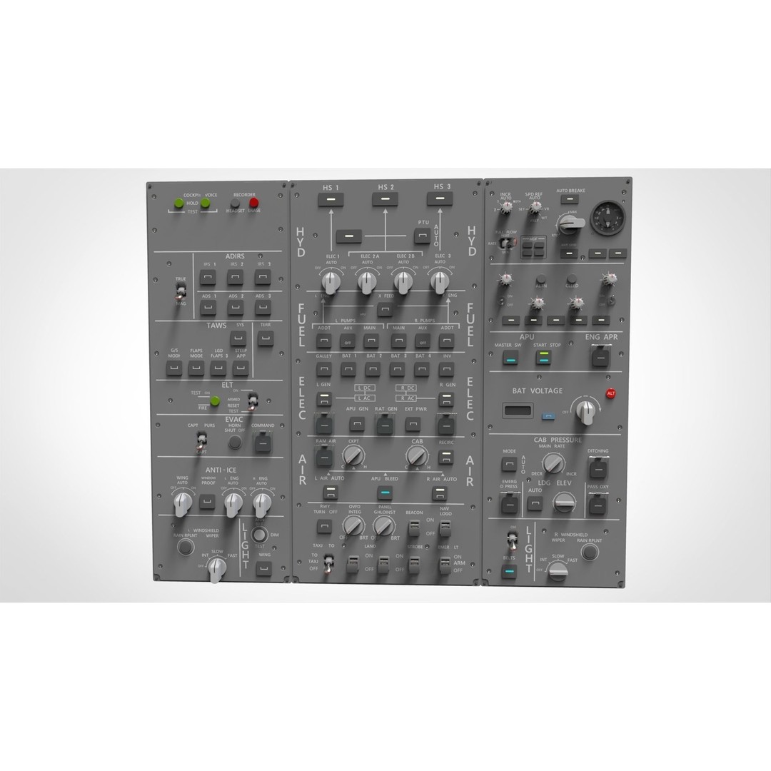 Dashboard Control Panel 3D Model – Detailed Interface with Knobs and Buttons - View 15