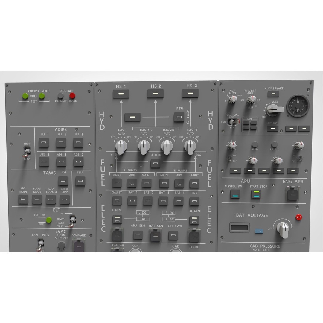 Dashboard Control Panel 3D Model – Detailed Interface with Knobs and Buttons - View 16