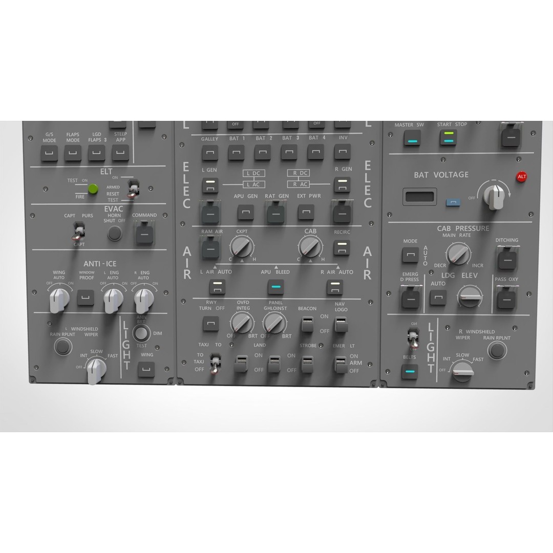 Dashboard Control Panel 3D Model – Detailed Interface with Knobs and Buttons - View 17