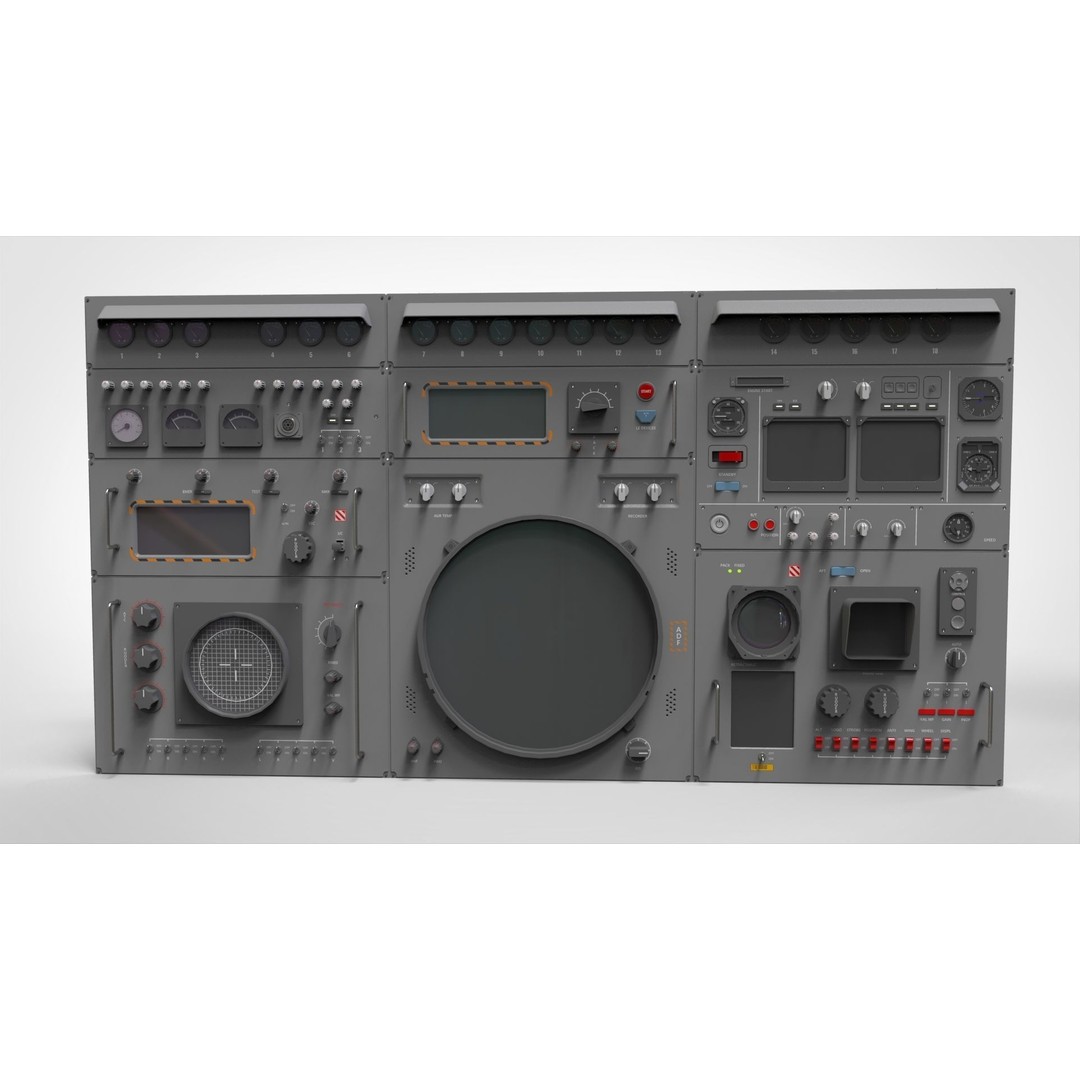 Dashboard Control Panel 3D Model – Detailed Interface with Knobs and Buttons - View 18