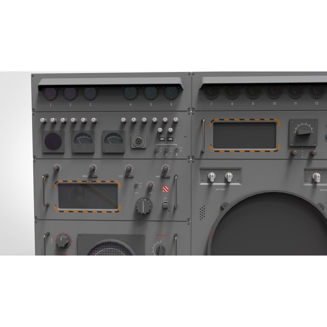 Dashboard Control Panel 3D Model – Detailed Interface with Knobs and Buttons - View 19