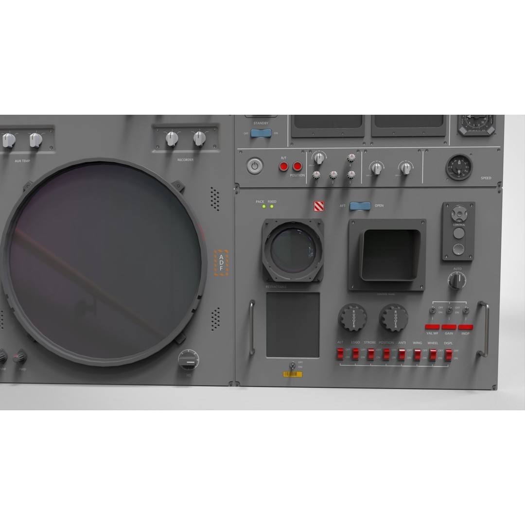 Dashboard Control Panel 3D Model – Detailed Interface with Knobs and Buttons - View 21