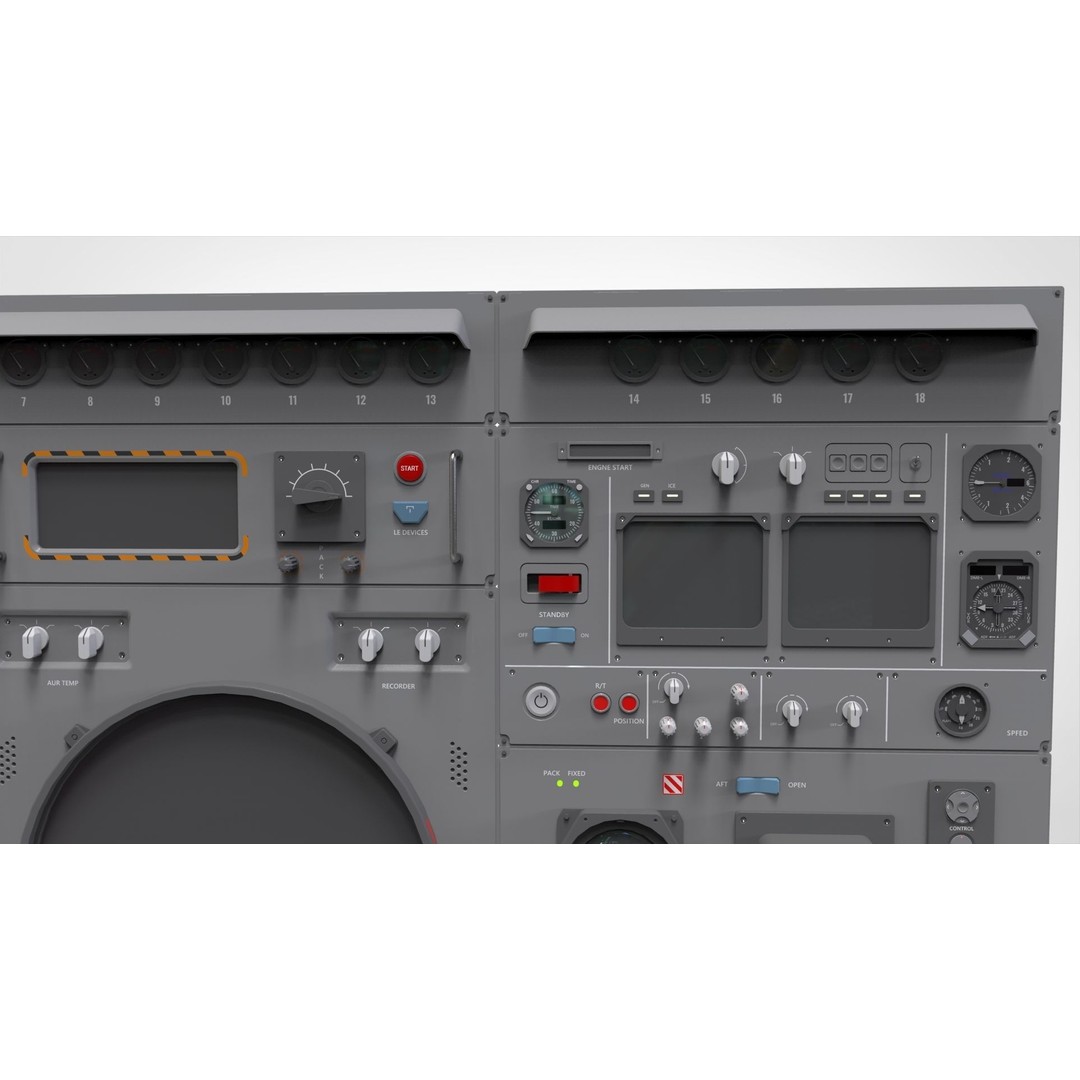 Dashboard Control Panel 3D Model – Detailed Interface with Knobs and Buttons - View 22