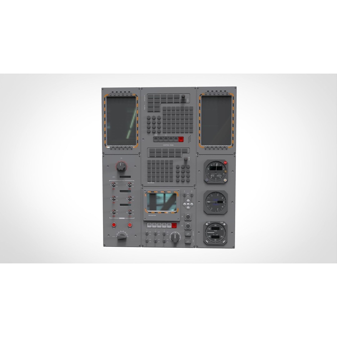 Dashboard Control Panel 3D Model – Detailed Interface with Knobs and Buttons - View 23